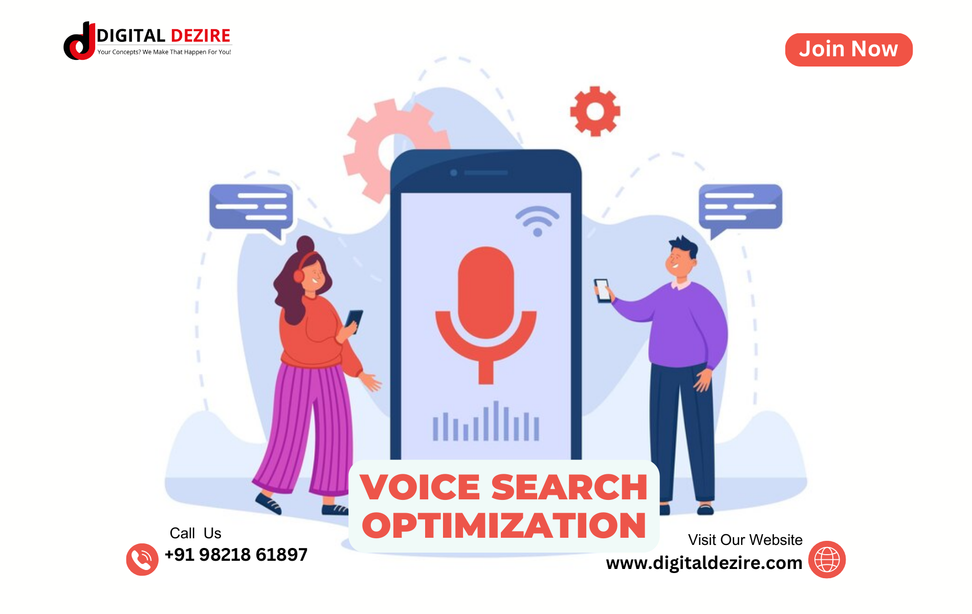 Learn about Voice Search Optimization with Digital Dezire at www.digitaldezire.com. Discover how to enhance your website's visibility and improve user experience with the latest voice search techniques. Keywords: Voice Search Optimization, SEO, Digital Marketing, Digital Dezire.